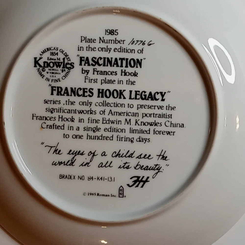 Like New Daydreaming & Fascination Frances Hook Legacy Knowles Collector Plates